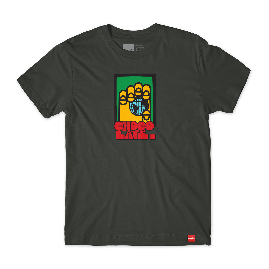 chocolate skateboards worldwide short sleeve tee charcoal 