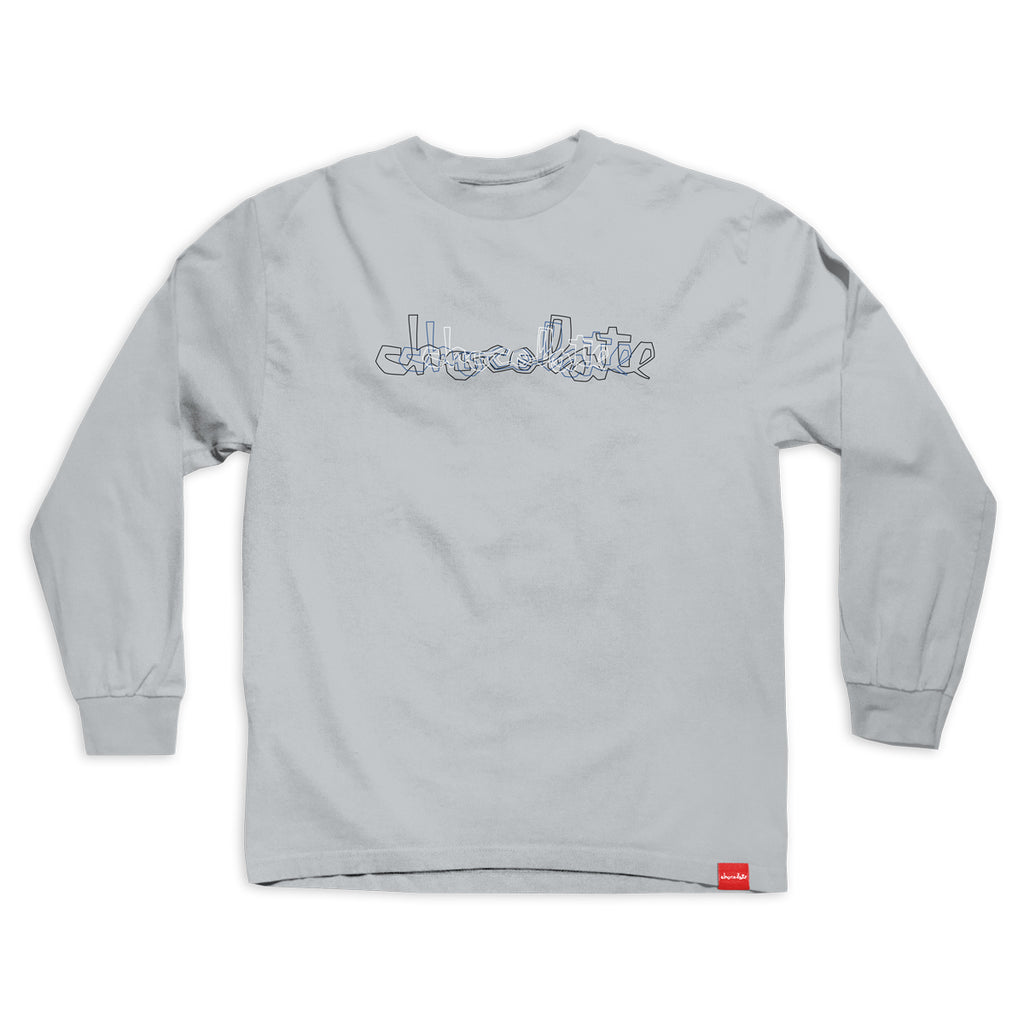 chocolate skateboards youth focus chunk long sleeve tee silver 