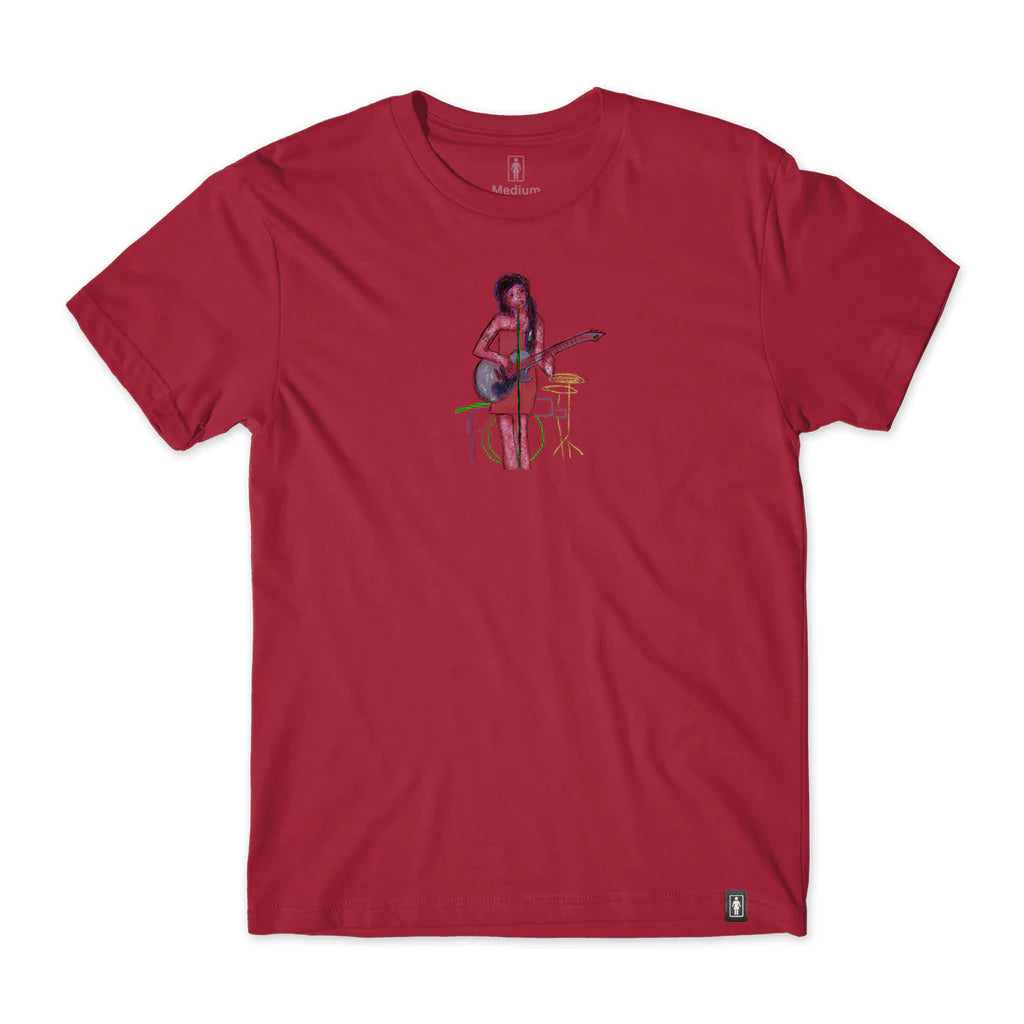 girl skateboards cherry short sleeve tee cardinal 