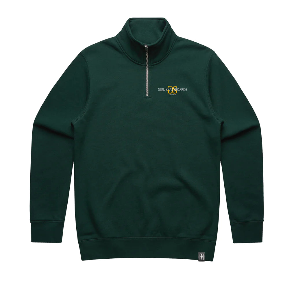 girl skateboards gsla 1 4 zip fleece pine front 