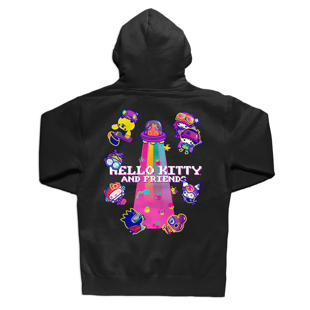 girl skateboards kawaii arcade friends pullover hoodie black back