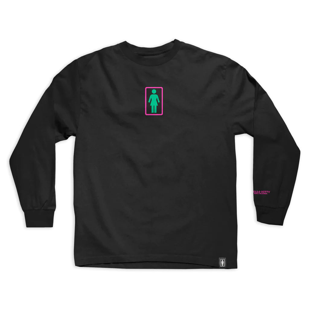 girl skateboards kawaii friends long sleeve tee black front