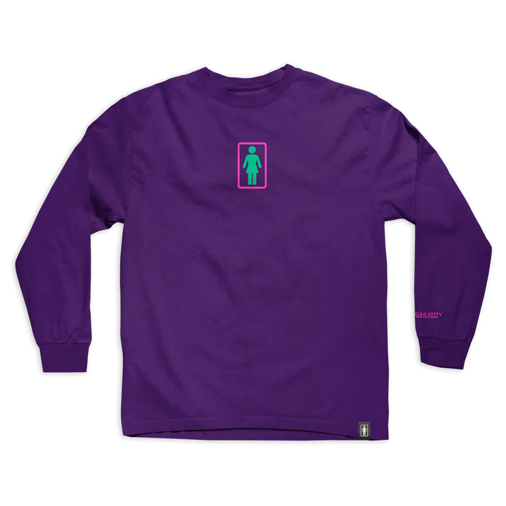 girl skateboards kawaii friends long sleeve tee purple front