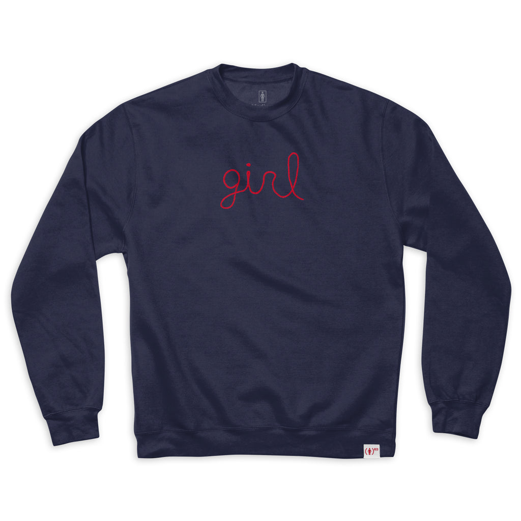 girl skateboards red tuesday pullover sweatshirt navy