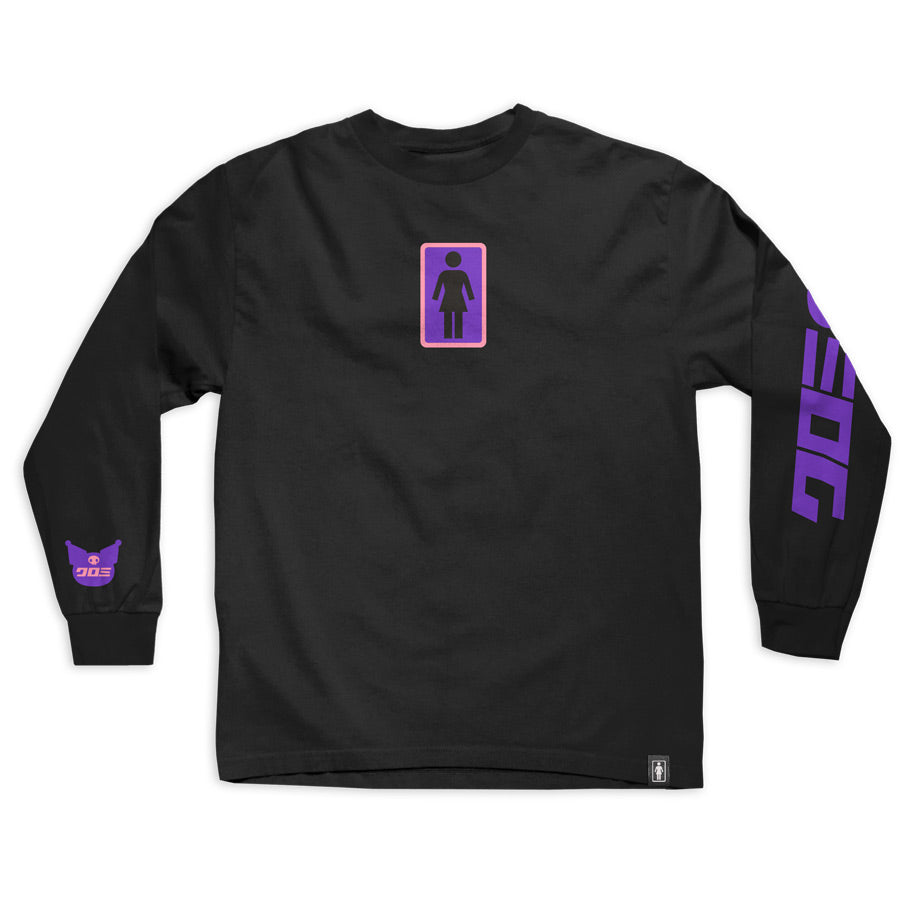 girl skateboards tokyo speed character long sleeve tee black 